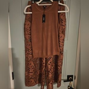 Express Brown Lace Pantsuit